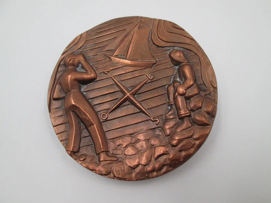 'Riverside Carpenter' FNMT copper medal. High relief work. Pancho Lasso, 1985