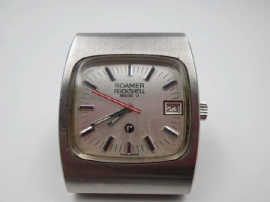 Roamer Rockshell Mark V. Stainless steel. Automatic. 1970's. Date