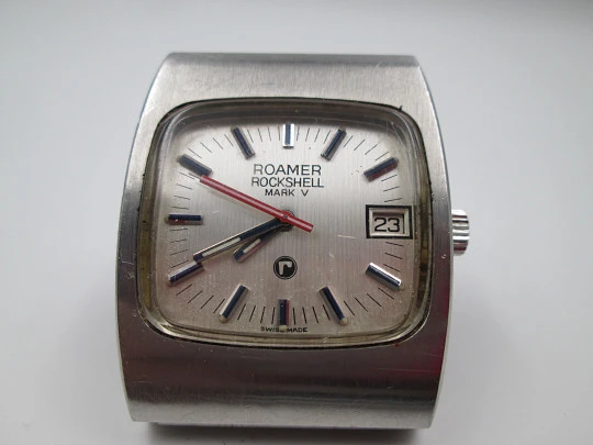 Roamer Rockshell Mark V. Stainless steel. Automatic. 1970's. Date