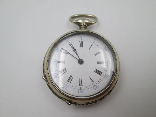 Robin Geneve pocket watch. Gold plated metal. Ornate back. Key-wind movement. 1890's