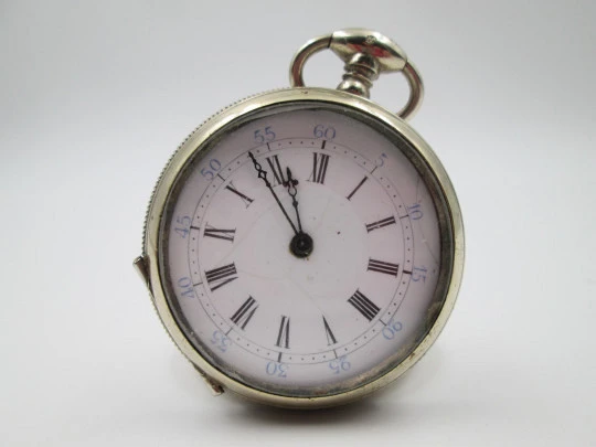 Robin Geneve pocket watch. Gold plated metal. Ornate back. Key-wind movement. 1890's