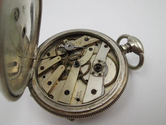 Robin Geneve pocket watch. Gold plated metal. Ornate back. Key-wind movement. 1890's