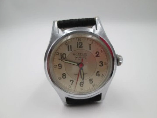 Rogelin. Stainless steel & chromed metal. Manual wind. 1960's. Swiss