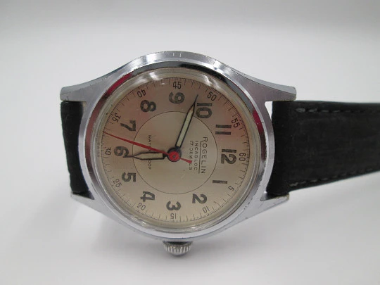 Rogelin. Stainless steel & chromed metal. Manual wind. 1960's. Swiss