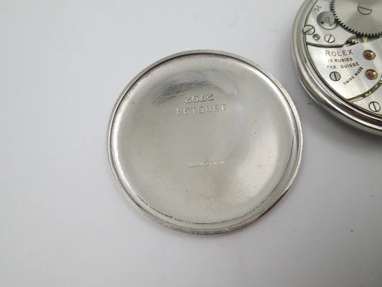 Rolex open-faced pocket watch. Nickel chrome case. Stem-wind. 1940's. Swiss