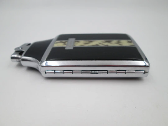 Ronson Mastercase art deco lighter with cigarette case. Silver plated & bitone enamel Ronson Mastercase art deco lighter with cigarette case. Silver plated & bitone enamel