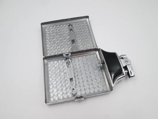 Ronson Mastercase art deco lighter with cigarette case. Silver plated & bitone enamel Ronson Mastercase art deco lighter with cigarette case. Silver plated & bitone enamel