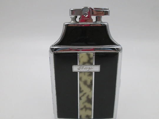 Ronson Mastercase art deco lighter with cigarette case. Silver plated & bitone enamel Ronson Mastercase art deco lighter with cigarette case. Silver plated & bitone enamel