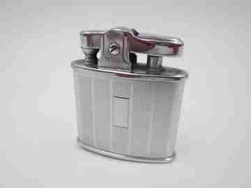 Ronson Standard petrol lighter. 1940's. Silver plated. England. Lines pattern