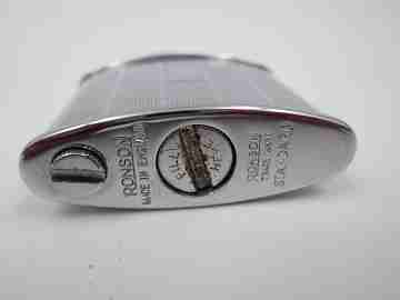 Ronson Standard petrol lighter. 1940's. Silver plated. England. Lines pattern