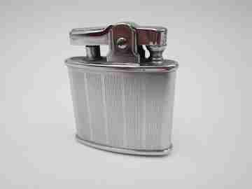 Ronson Standard petrol lighter. 1940's. Silver plated. England. Lines pattern