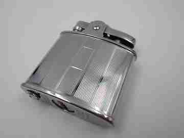 Ronson Standard petrol lighter. 1940's. Silver plated. England. Lines pattern