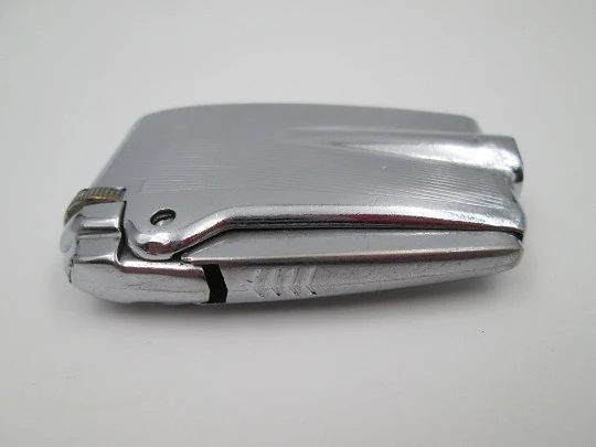 Ronson Varaflame Turbo Jet pocket butane lighter. Chromed plated metal. England. 1950's