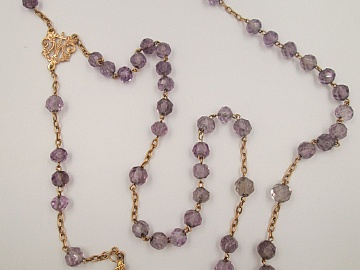 rosary 18 karat yellow gold and faceted 