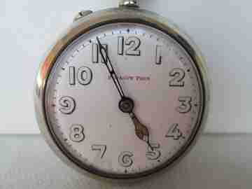 Roskopf Prim. Silver plated metal. 1900. Swiss. Stem-wind / Pin-set
