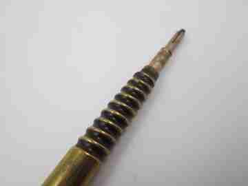 Rotating telescopic mechanical pencil. Gold plated metal. Screw shape. 1910