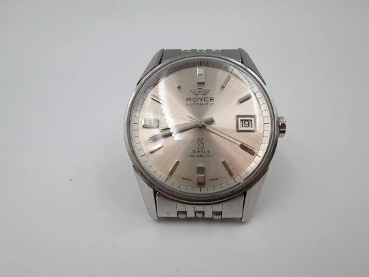 Royce. Acero inoxidable. Brazalete. Automático. Calendario. 1970. Suiza