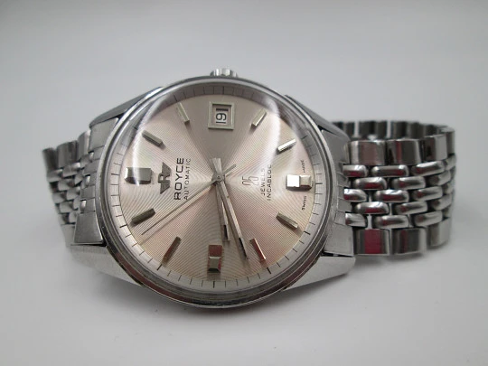 Royce. Acero inoxidable. Brazalete. Automático. Calendario. 1970. Suiza