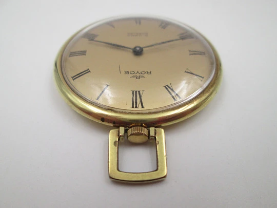 Royce. Gold plated case (Silvan Kocher). Manual wind. Press back. Golden dial. 1960's