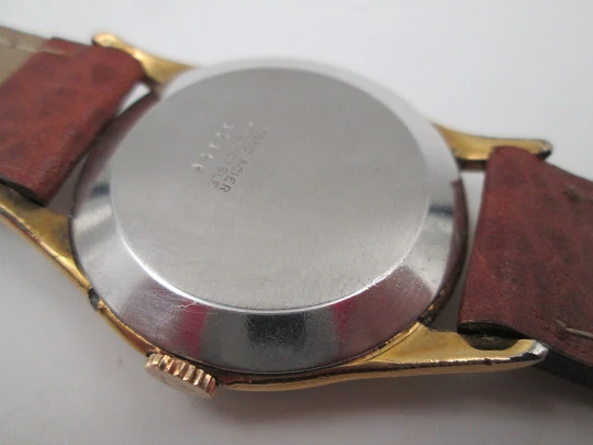 Royce. Stainless steel & gold plated. Manual wind. Sub Second. Strap. 1960's