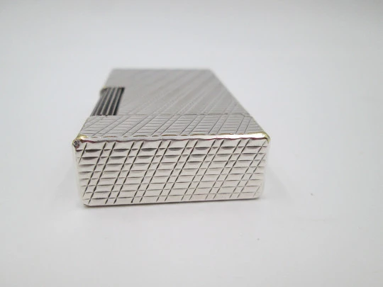 S. T. Dupont Paris lighter. Silver plated. Diagonal pattern. France. 1990's