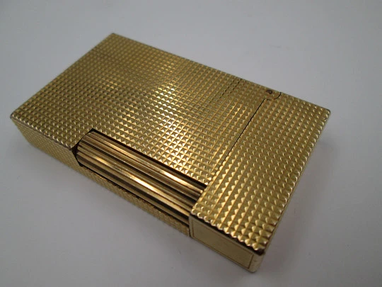 S. T. Dupont Paris. Gold plated metal. Diamond pattern. 1980's