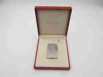 S.T. Dupont gas lighter Sterling silver plated. Diamond pattern. France. 1990's