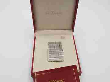 S.T. Dupont gas lighter Sterling silver plated. Diamond pattern. France. 1990's