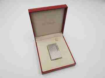 S.T. Dupont gas lighter Sterling silver plated. Diamond pattern. France. 1990's