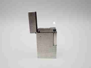 S.T. Dupont gas lighter Sterling silver plated. Diamond pattern. France. 1990's
