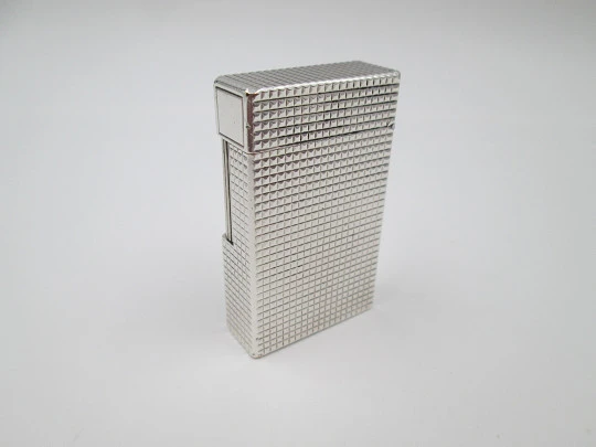 S.T. Dupont gas lighter Sterling silver plated. Diamond pattern. France. 1990's