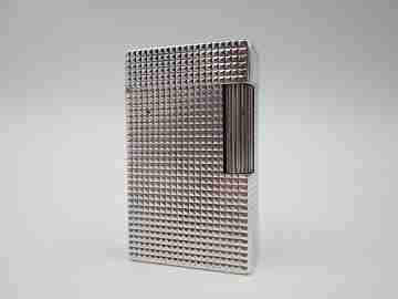 S.T. Dupont gas lighter Sterling silver plated. Diamond pattern. France. 1990's