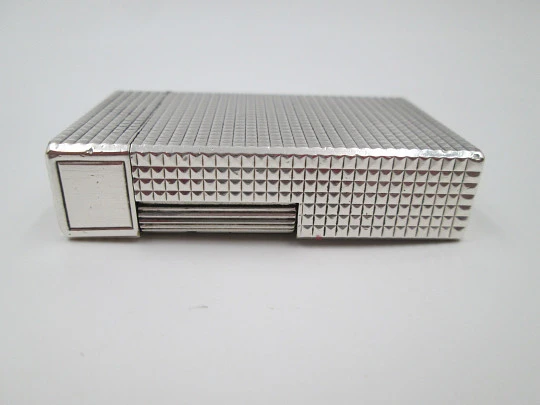 S.T. Dupont gas lighter Sterling silver plated. Diamond pattern. France. 1990's