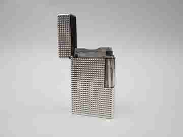 S.T. Dupont gas lighter Sterling silver plated. Diamond pattern. France. 1990's