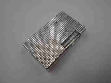 S.T. Dupont gas lighter Sterling silver plated. Diamond pattern. France. 1990's