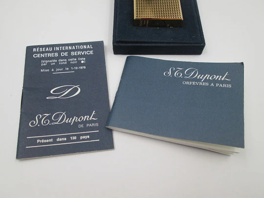 S.T. Dupont lighter. 20 micron gold plated. Diamond pattern. Box & instructions