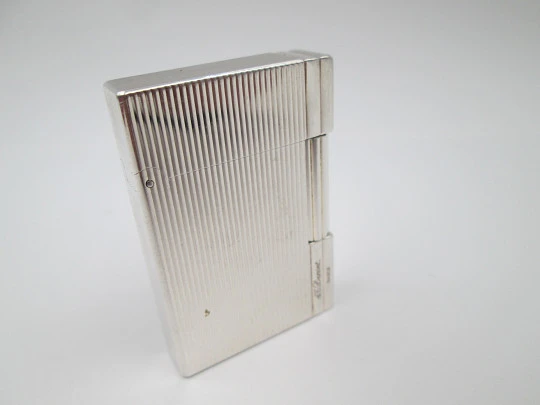 S.T. Dupont lighter. Rolled silver plated. Lines pattern. Original box. 2002's