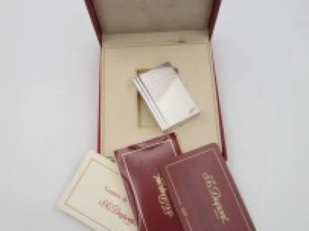 St Dupont Lighter Rolled Silver Plated Lines Pattern Box