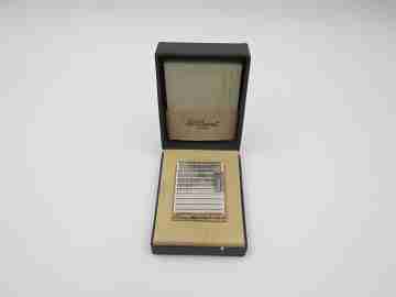 S.T. Dupont Paris gas lighter. Sterling silver rolled. Lines pattern. Box. France