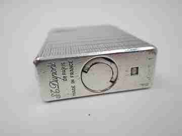 S.T. Dupont Paris gas lighter. Sterling silver rolled. Lines pattern. Box. France