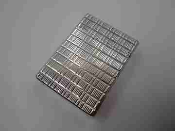 S.T. Dupont Paris gas lighter. Sterling silver rolled. Lines pattern. Box. France