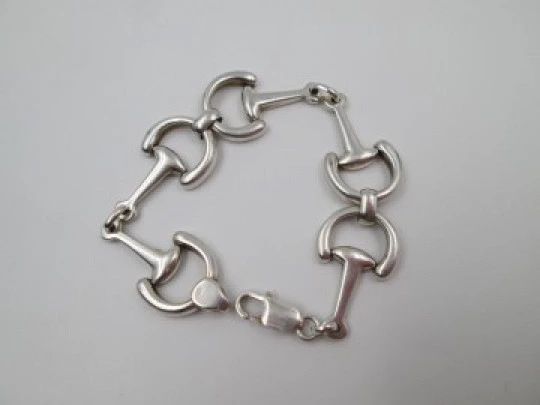 Sailor anchors women's bracelet. 925 sterling silver. Carabiner clasp. 1980's