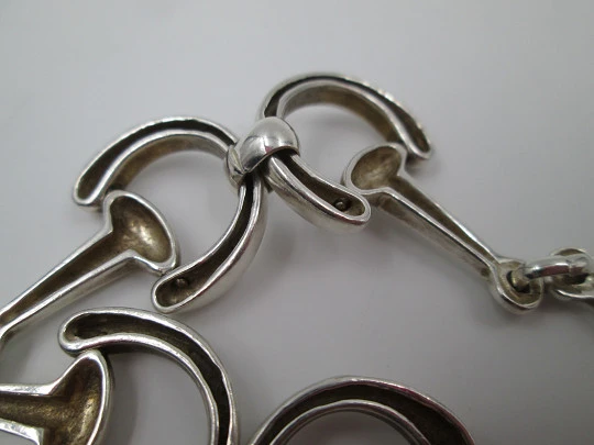 Sailor anchors women's bracelet. 925 sterling silver. Carabiner clasp. 1980's