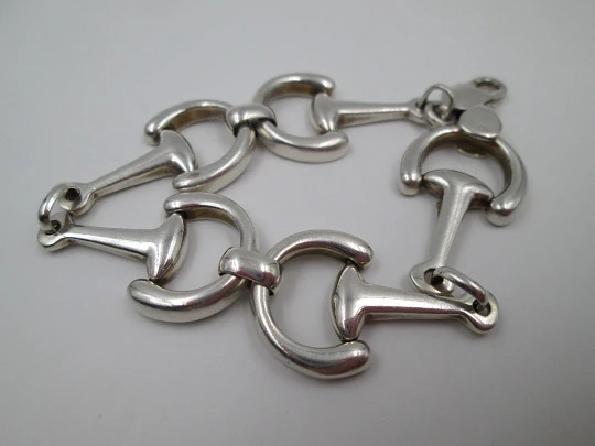 Sailor anchors women's bracelet. 925 sterling silver. Carabiner clasp. 1980's