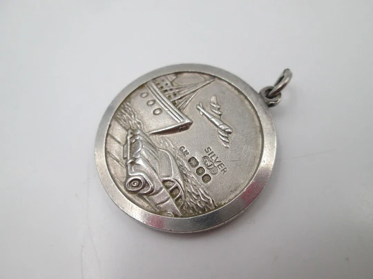 Saint Christopher medal. Georg Jensen. Sterling silver. High relief. Ring. 1930's. England