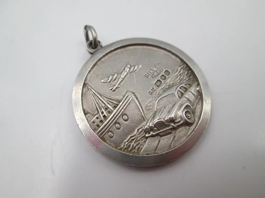 Saint Christopher medal. Georg Jensen. Sterling silver. High relief. Ring. 1930's. England