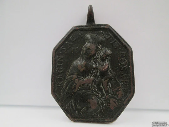 Saint Dominic of Soria and Virgin of the Rosary medal. Bronze. 18th century