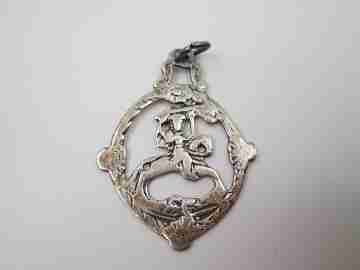 Saint James Moor-slayer openwork flat medal. Sterling silver. Handle & ring. 19th century