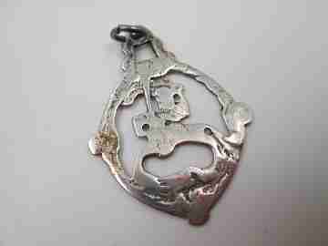 Saint James Moor-slayer openwork flat medal. Sterling silver. Handle & ring. 19th century