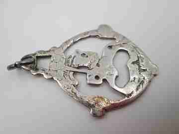 Saint James Moor-slayer openwork flat medal. Sterling silver. Handle & ring. 19th century